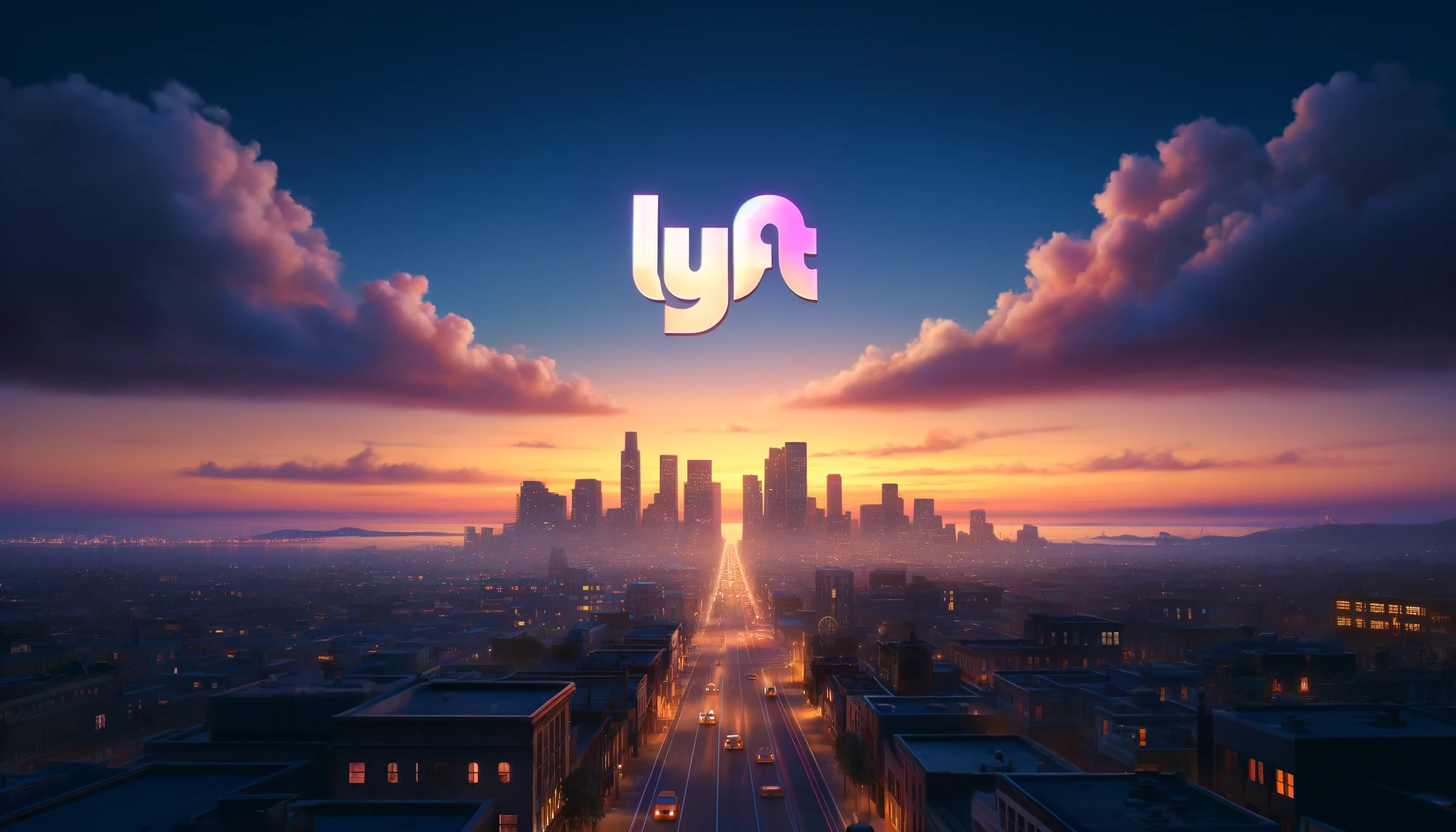 Lyft Logo over City