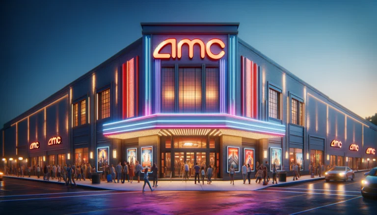 photorealistic-landscape-format-image-of-an-AMC-theater.-The-scene-should-depict-the-exterior-of-a-bustling-AMC-theater-at-twilight-capturi